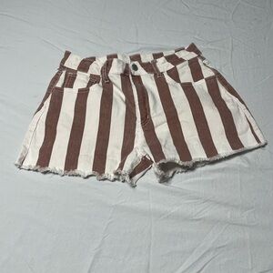 Striped Alterd State Brown and White Women's Shorts